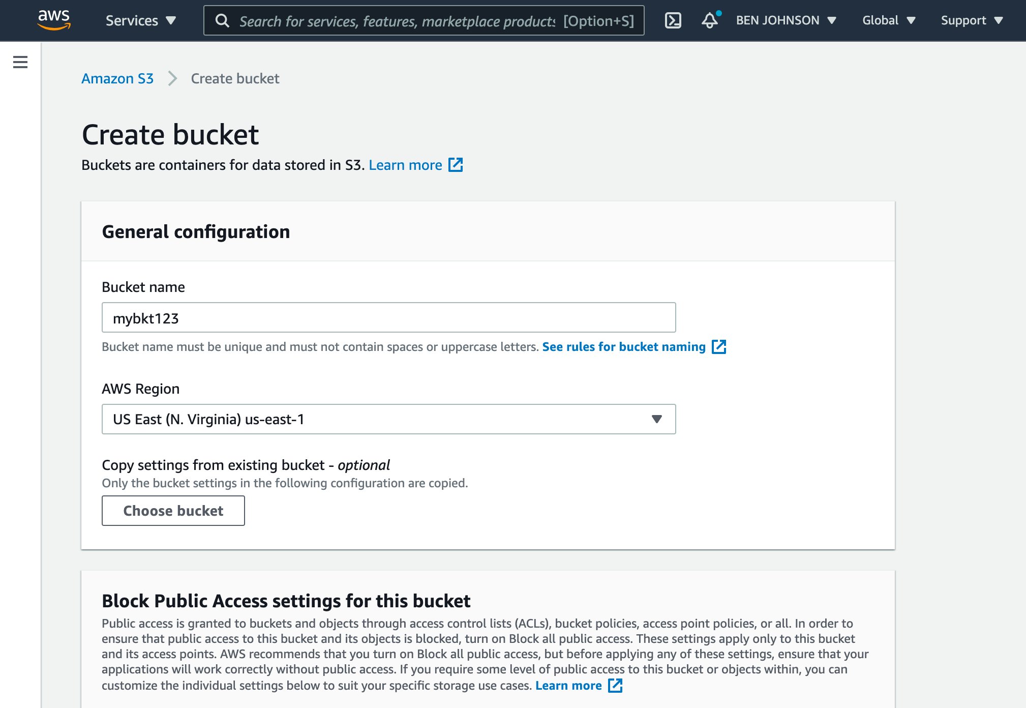 Amazon Create Bucket