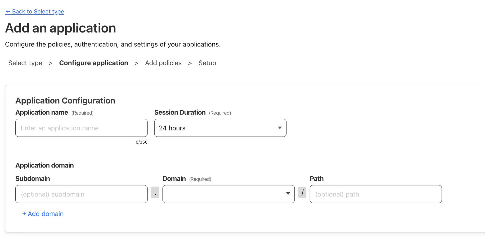 Cloudflare configure Application