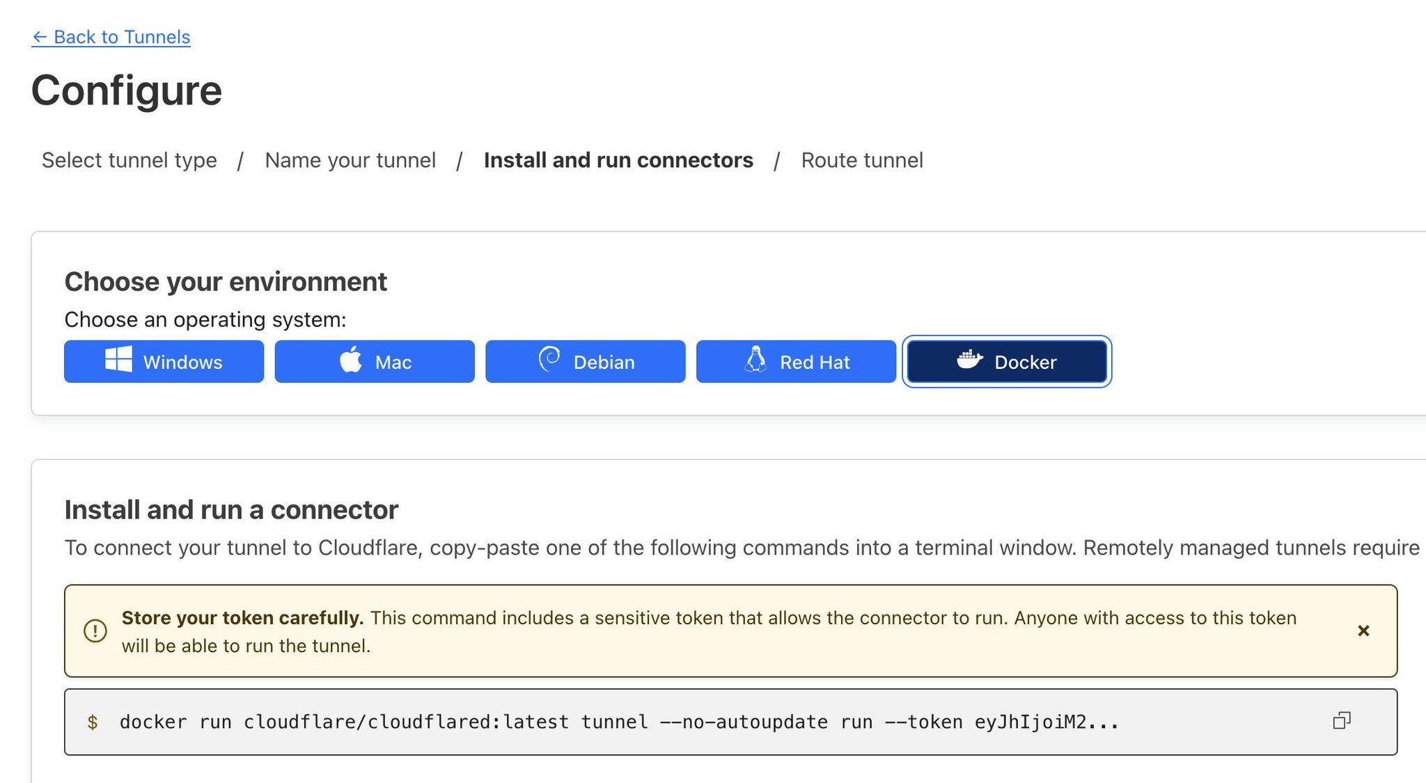 Cloudflare configure Tunnels