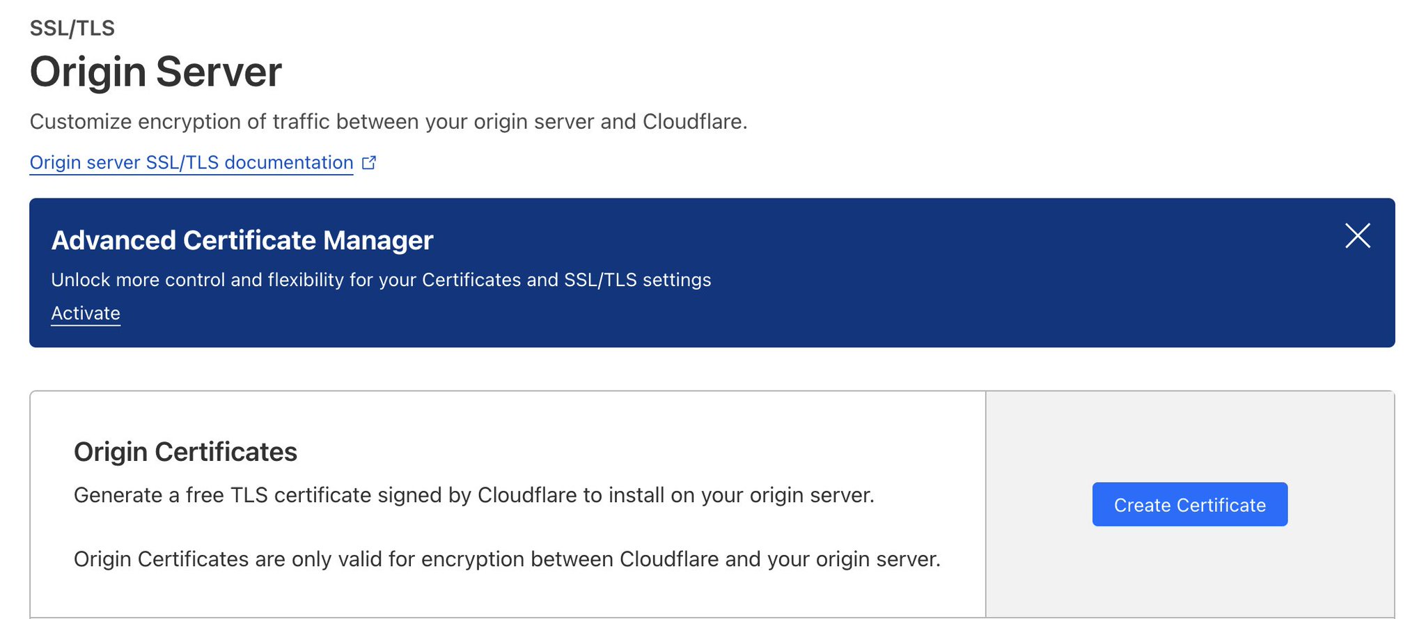 Cloudflare Origin server Certificate