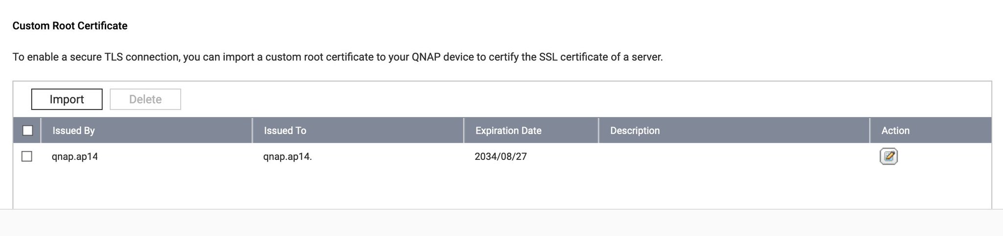 QNAP Custom root Certificate